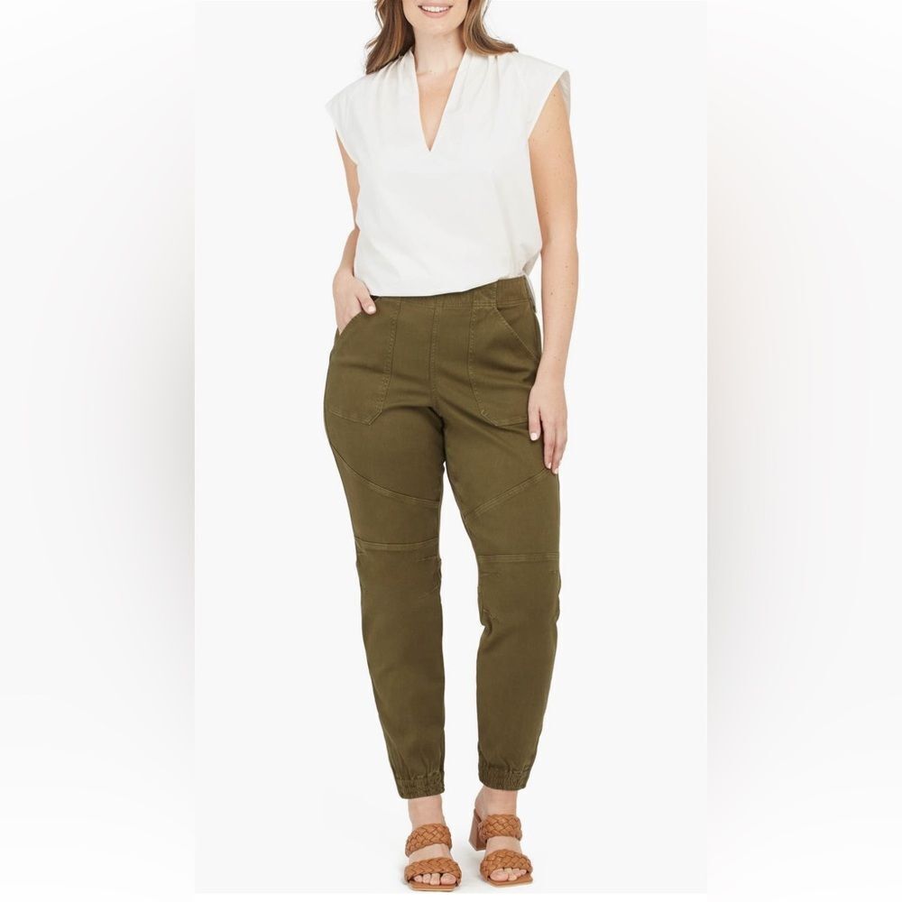 Spanx Twill Joggers in Olive Green Women's Pants Medium